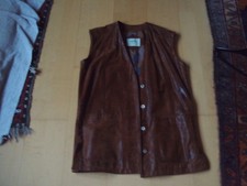 Lederweste, braun, Krokolook, Länge 70 cm, Gr. 40/42