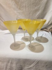 4x Bicchieri Martini Smerigliato Satinato Murano Soffiato Giallo Canarino Limoncello