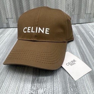 CELINE Brown Cotton Canvas Baseball Cap Women's Logo Buckle Adjustable Strap