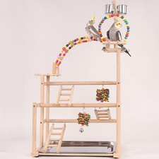 Parrot Playground Playpen Wooden Perch Stand