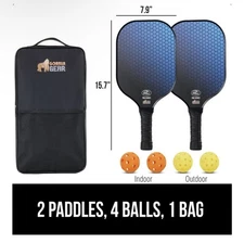 Gorilla Gear USAPA Approved Pickleball Paddle Set, Fiberglass 2 Pack, Blue, NEW
