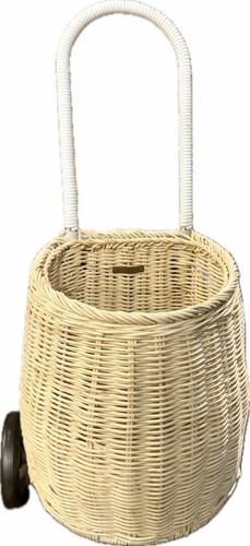 Ollie Ella Rattan Luggy Buggy Basket, Original Size, Color: Vintage Straw