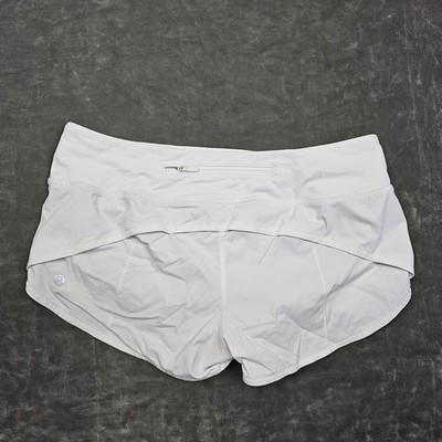 Lululemon Speed Up Shorts Womens 8 White Athletic Running Lined 2.5in Inseam