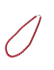 Vintage Red Crimson Glass Beaded Necklace NEW