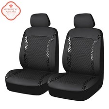 New-auto Drive Black Faux Leather Black Leopard Automotive Seat Covers2 Pack