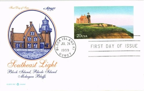 Dr Jim Stamps Southeast Light Block Island Rhode Island Artmaster First Day Card