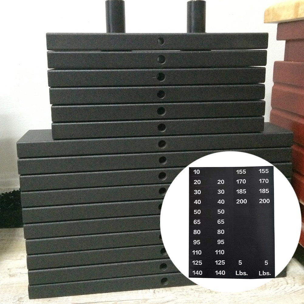 Pegatinas de peso para gimnasio Equipo de fitness Pila de pesas Etiquetas de 5 a 140 libras
