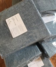 Pottery Barn Classic Belgian Flax Linen Drapes Set 2 Chambray Blue 100x 96 Pair.