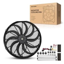 16 inch Universal Electric Slim Radiator Fan, 12V High 16 inch with Thermostat