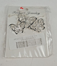 Silver Tone Butterfly Pendant Necklace Earring Set New In Package