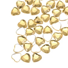 60 Pcs Acrylic Heart Rhinestone 8mm Flat Back Plastic Gems Light Brown