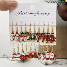 20PCS Women'S Christmas Earring Set Fashion Holiday Earring Bell Bow Earring Sno