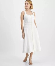 I.n.c. International Concepts Cotton Zip-Front Denim Dress, Washed White, sz PM