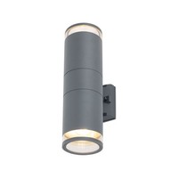 Fassadenstrahler Up Down H: 35 Cm Schmal IP44 2-Flammig E27 Aluminium Wandlampe