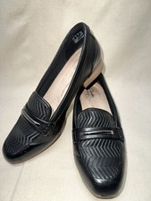 Clarks Collection Juliet Aster Black Leather Slip On Comfort Women Classic Sz 8