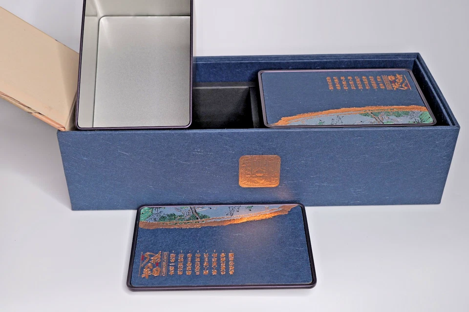 ASIA Geschenkbox-Set 2in1 Überzug handgearbeitet Textil, Metall - Boxen innen - Bild 4 von 4