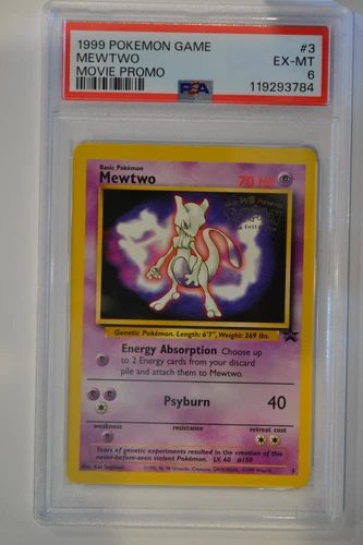 1999 POKEMON GAME MOVIE BLACK STAR PROMO #3 MEWTWO PSA 6 FRESH GRADE