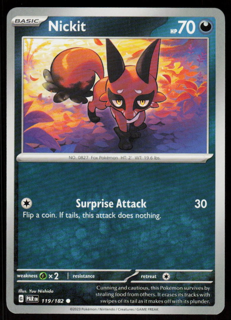 Nickit 119/182 Common Paradox Rift Pokemon Near Mint