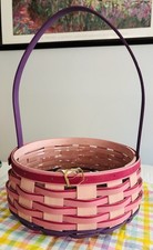 Longaberger 2015 Large Easter Basket Pink & Purple Weaves Protector NEW