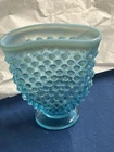 Vintage Fenton Blue Opalescent Hobnail Fan Vase 3 3/4”