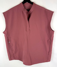 Figs Women's Pink Mauve Mandarin Button Collar Rafaela Oversized Scrub Top Large