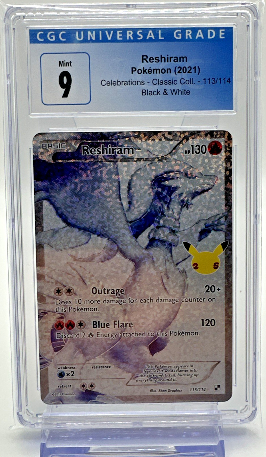 2021 Pokémon Celebrations Classic Collection Reshiram #113/114 CGC 9 MINT