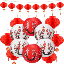 Fumete 20 Pcs 12" Chinese Japanese Paper Lanterns and 8" Red Red, White