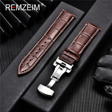 Genuine Calfskin Leather Watch Band 18mm 20mm 22mm 24mm Butterfly Buckle Strap