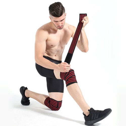 Fitness Haltérophilie Jambe Genou Sangles de Compression Enveloppes Bandages Élastiques X6E4 - Photo 8/14