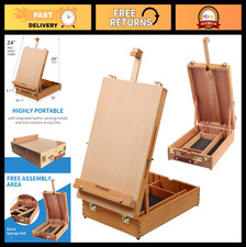 Wooden Tabletop Easel - Solid Wood Sketchbox for Painting, Portable Art Easel fo