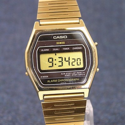 [Super Selten!] Casio SA-54G Ultra Thin Digitaluhr 80er Gold Japanisches Modell