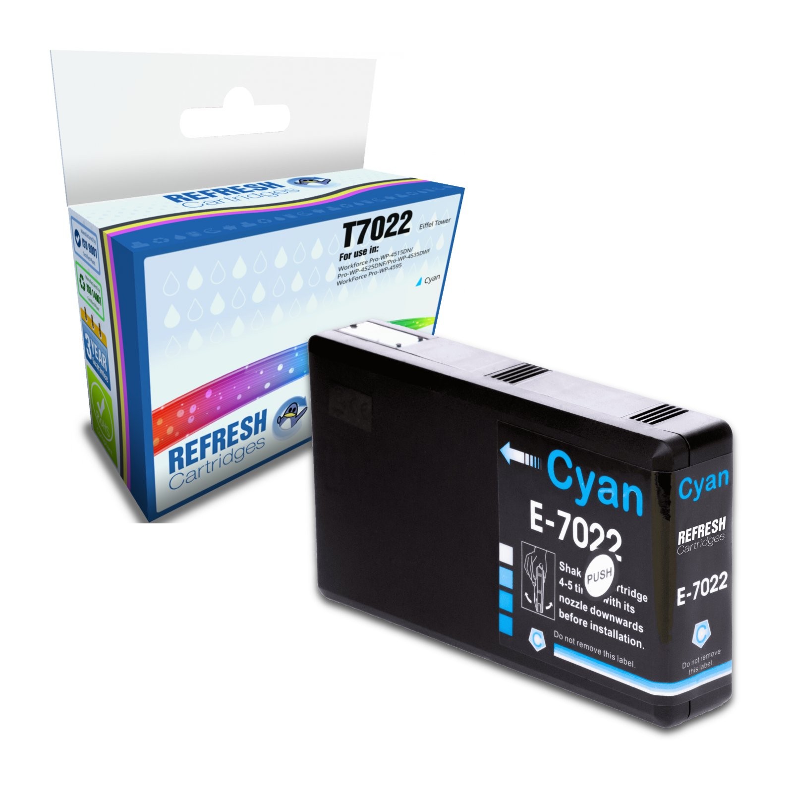 Refresh Cartridges Cyan T7022 Ink Compatible With Epson Printers