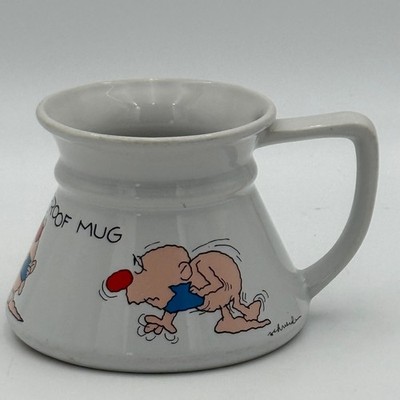 Vintage Russ Berrie Klutz-Proof Mug Schneider Cartoon Wide Base Ceramic  Cup