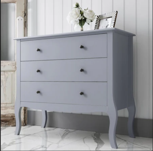 Chest of Drawers Modern-French style, 3 Drawer, painted in Silk Grey