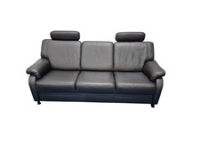 Polinova 3-Sitzer N3487L Echtleder BelVita schwarz, Federkern, Longlife Leder