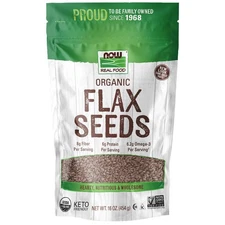 NOW Foods, Organic Flax Seeds, Source of Essential Fatty Acids and 1 Pound 