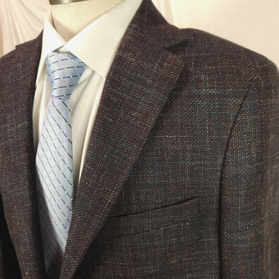 Jos. A. Bank Wool Silk Linen E. Thomas Faint Plaid Sport Coat 44L Dark Purple