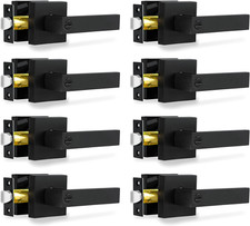 Privacy Door Levers, 8 Pack Matte Black Door Handles Heavy Duty Bed and Bath Doo