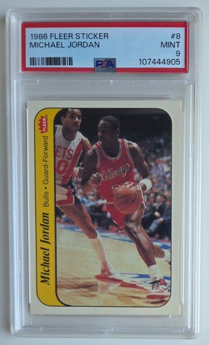 1986 Fleer Sticker Michael Jordan #8 (RC) PSA 9