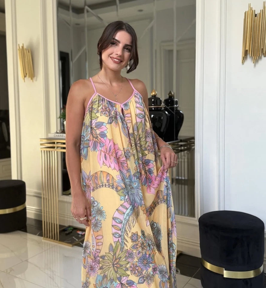 Zara ZW Collection langes Maxikleid mit Blumenmuster Gr. L 3193/123 Blogger Favorit - Bild 2 von 4