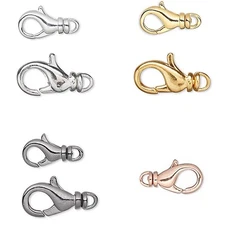 10 Plated Lobster Claw Trigger Clasps With Swivel for Jewelry Sizes Small - Big
