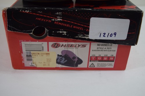 Heelys No Bones Lo Boys Sneakers Shoes New Kids Black Gray Skate USA 1 Youth - Picture 3 of 7