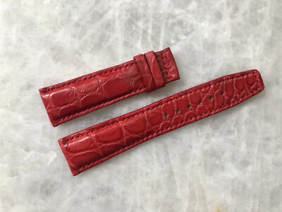 21mm/18mm Red Alligator Crocodile Embossed Leather Watch Strap Band
