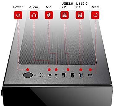 Voguish Black Mid Tower Atx Computer Chassis Tempered Glass Usb 3.0 Support - Picture 19 of 19