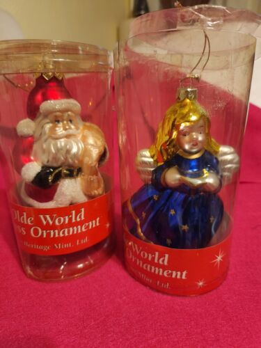 2 CHRISTMAS OLDE WORLD GLASS ORNAMENTS ,2000,  SANTA & A ANGEL.. - Picture 1 of 13