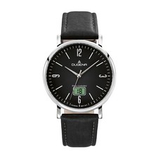 Dugena Herren-Armbanduhr 4460844 Mondo, Funk, Quarz, Edelstahl, Lederarmband, 5 