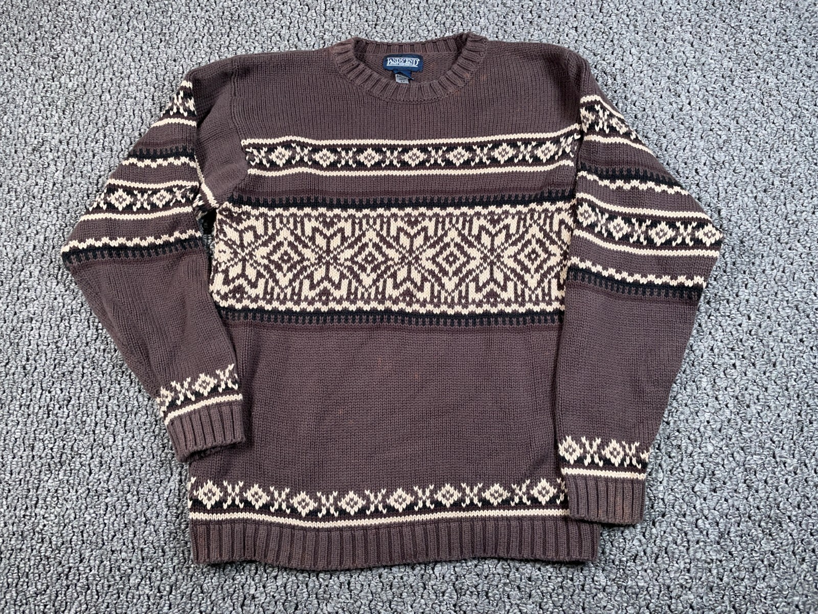 Lands' End Geometric Snowflake Pattern Sweater Wo… - image 1