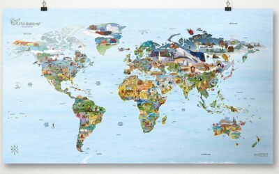 Kids' World Map - Colorful illustrated world wall map for children