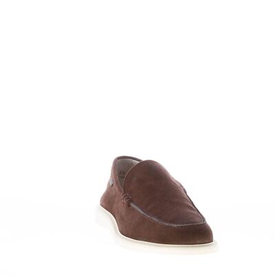 Hogan Dark Brown Suede Loafers HOGAN men shoes dark brown suede apron toe loafer  main image 4