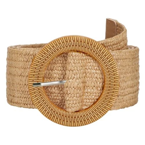 Straw Woven stretchy Waist Belt for Women Dresses,Wide Boho  display picture 2